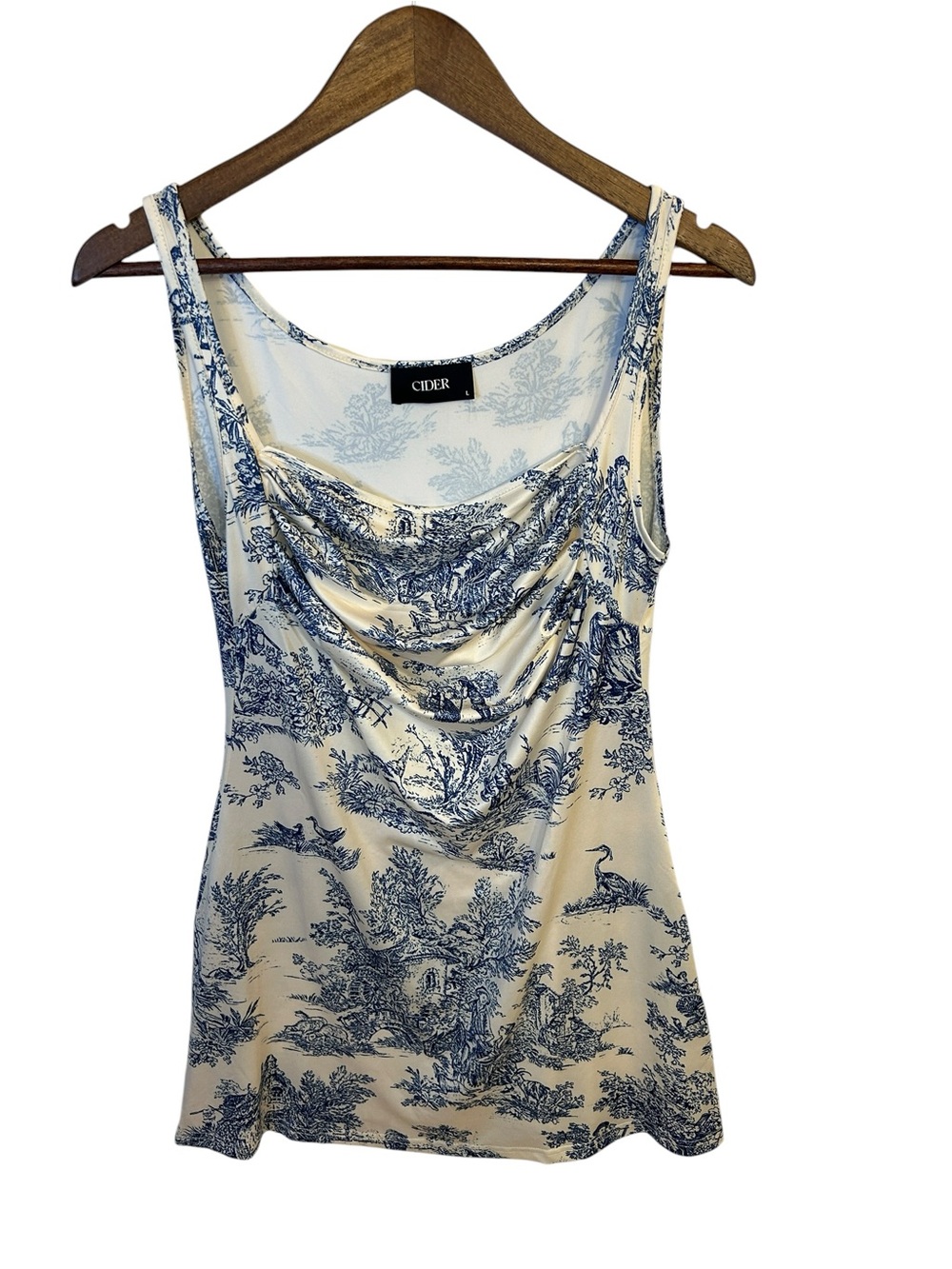 Cider White and Blue Toile Mini Dress - Picture 2 of 6